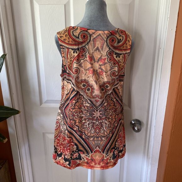 Oneworld Blouse Women’s Size PXL Sleeveless Scoop Neck Sequins Hippie Boho - Picture 7 of 12